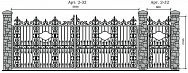Распашные кованые ворота с узором Арт. 2-32